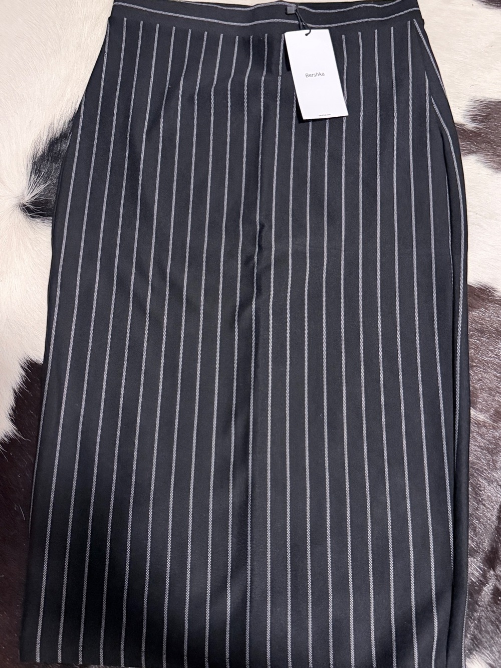 Bershka Black Pinstripe midi skirt